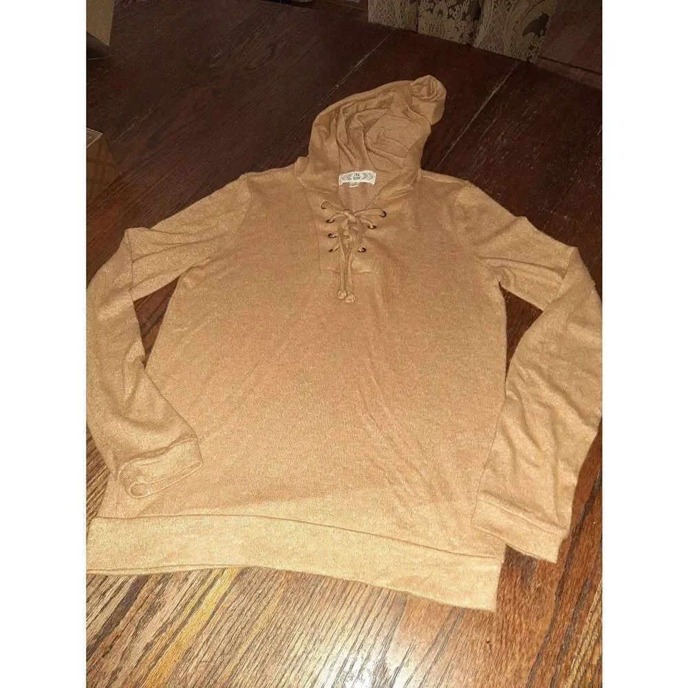 Small Pink Rose Mustard Yellow Brown Long Sleeve Tie Lightweight Hoodie Sweater